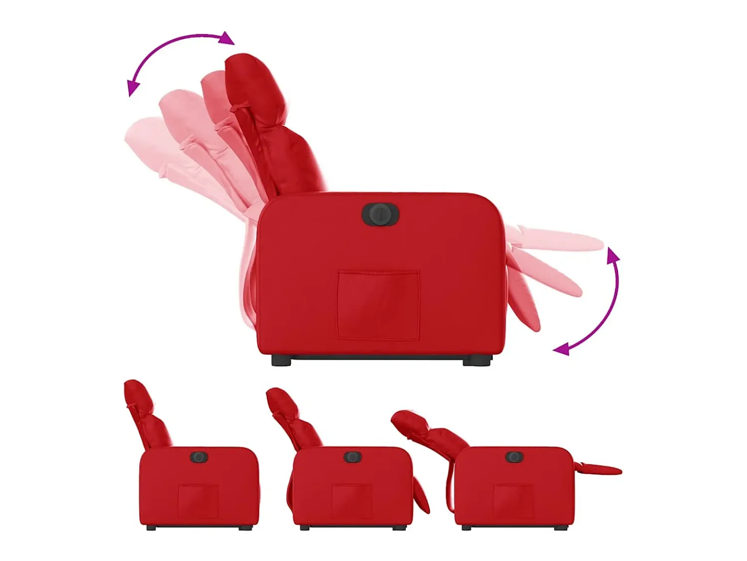 Poltrona Confortável | Poltrona reclinável elevatória elétrica couro artif. SHL339152 Vermelho