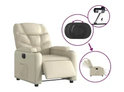 Poltrona| Poltrona Confortável | Poltrona reclinável elétrica couro artificial cor SHL863230 Creme