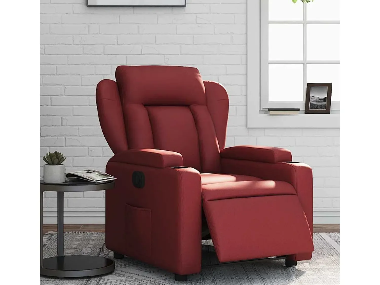 Poltrona| Poltrona Confortável | Poltrona reclinável elétrica couro artificial tinto SHL81999 Vermelho