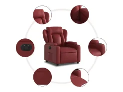 Poltrona| Poltrona Confortável | Poltrona reclinável elétrica couro artificial tinto SHL81999 Vermelho