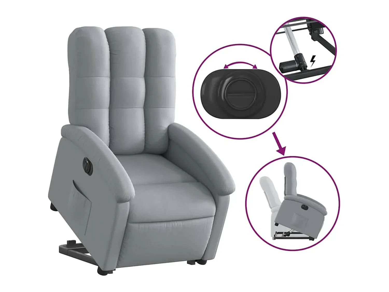 Discount Poltrona Confortável | Poltrona reclinável elevatória elétrica tecido -claro SHL999054 Cinzento