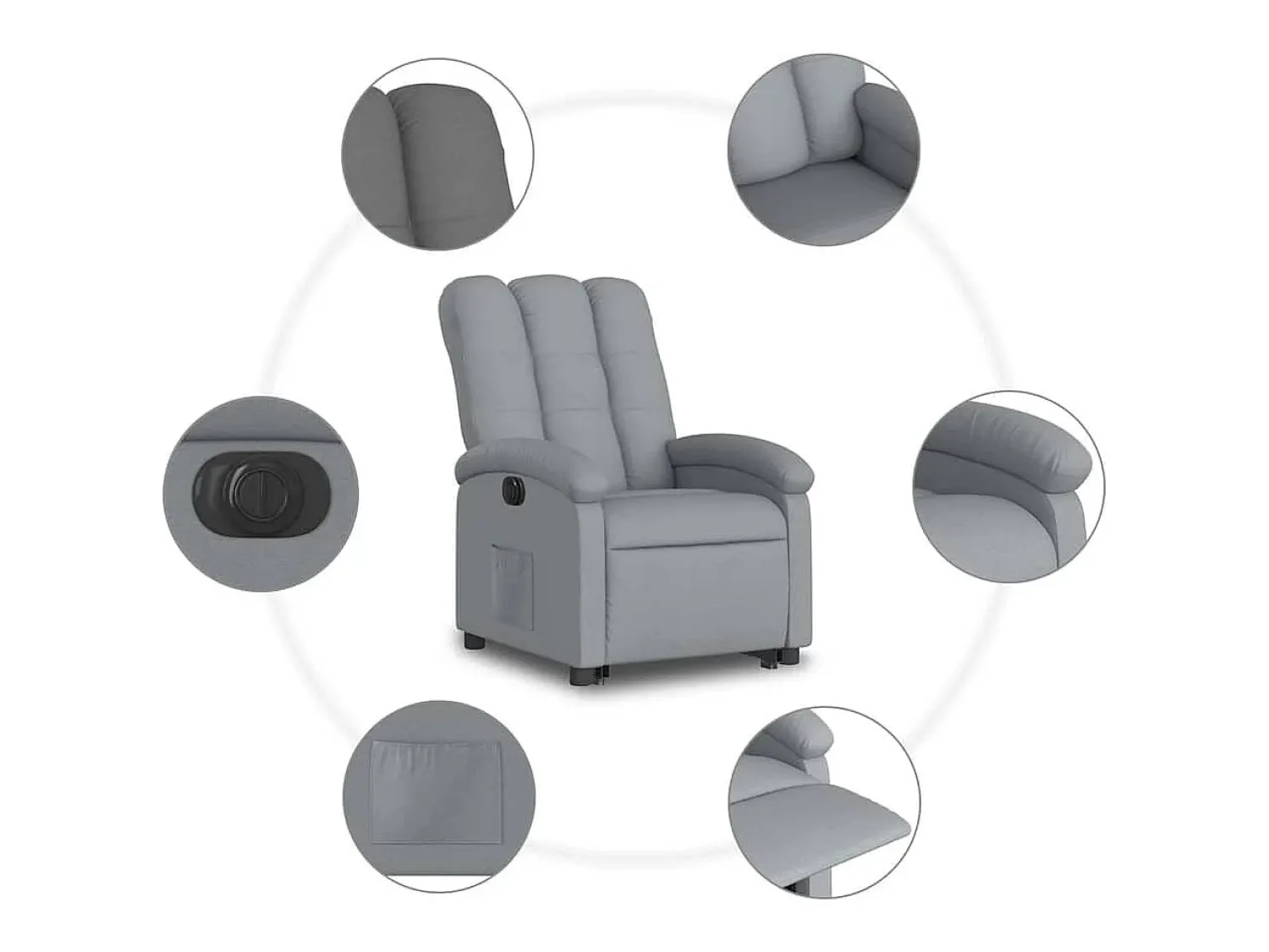 Discount Poltrona Confortável | Poltrona reclinável elevatória elétrica tecido -claro SHL999054 Cinzento