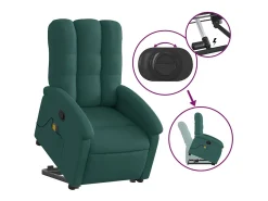 Poltrona* Poltrona Confortável | Poltrona reclinável elevatória de massagens tecido verde-escuro SHL288059 Verde pinho