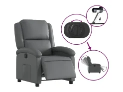 Poltrona| Poltrona Confortável | Poltrona reclinável elétrica couro artificial SHL910685 Cinzento