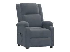 Poltrona Confortável | Poltrona reclinável elétrica veludo cinzento-escuro SHL608304 Cinza antracite
