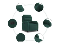 Discount Poltrona Confortável | Poltrona reclinável elétrica veludo verde-escuro SHL821732 Verde pinho