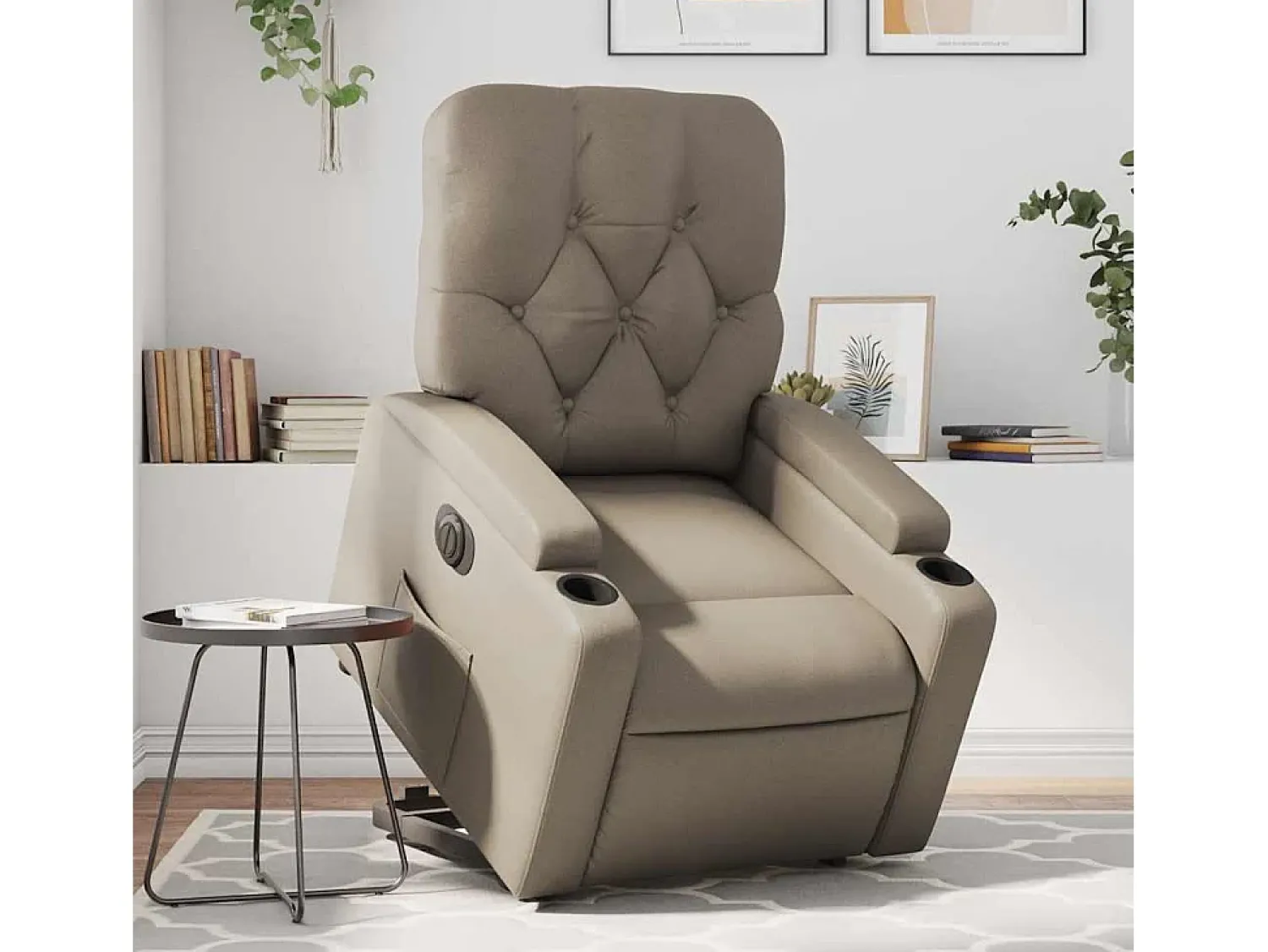 Poltrona Confortável | Poltrona reclinável elevatória elétrica couro artif. cappuccino SHL115741^ Poltrona