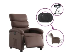 Poltrona Confortável | Poltrona reclinável elétrica couro artificial SHL544485 Castanho