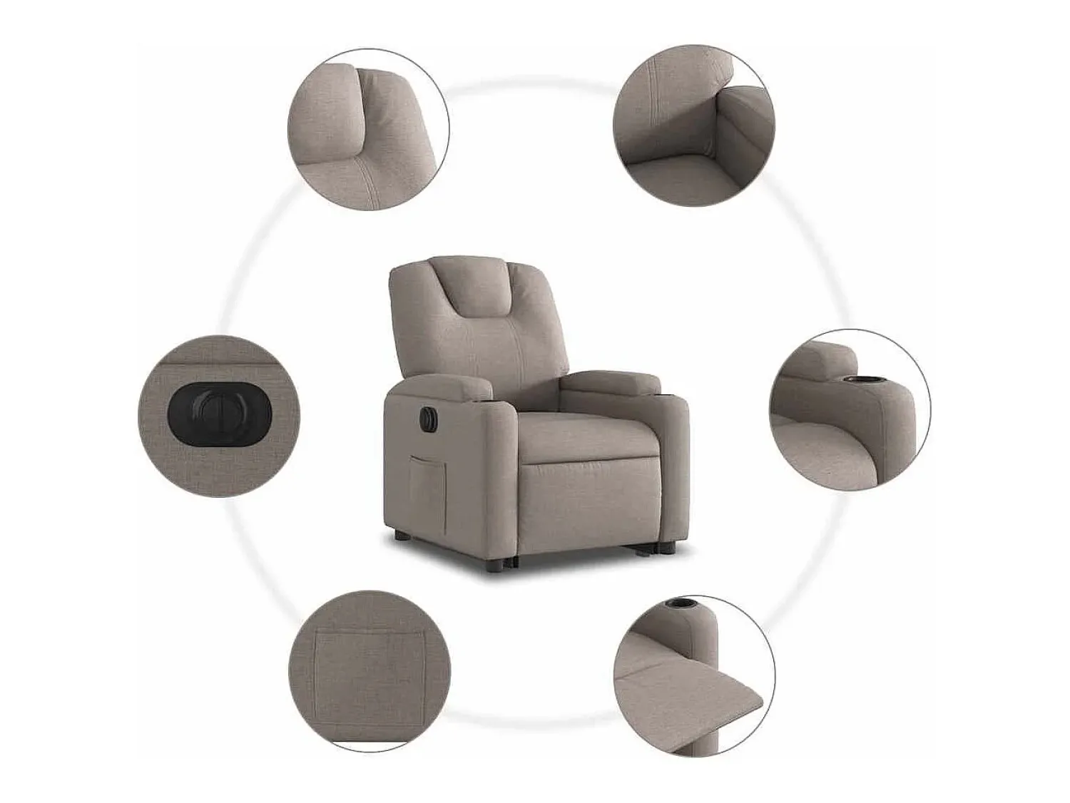 Sale Poltrona Confortável | Poltrona reclinável elevatória elétrica cinza-acastanhado SHL645220 Taupe