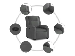 Poltrona Confortável | Poltrona reclinável elevatória tecido cinzento-escuro SHL309079^ Poltrona
