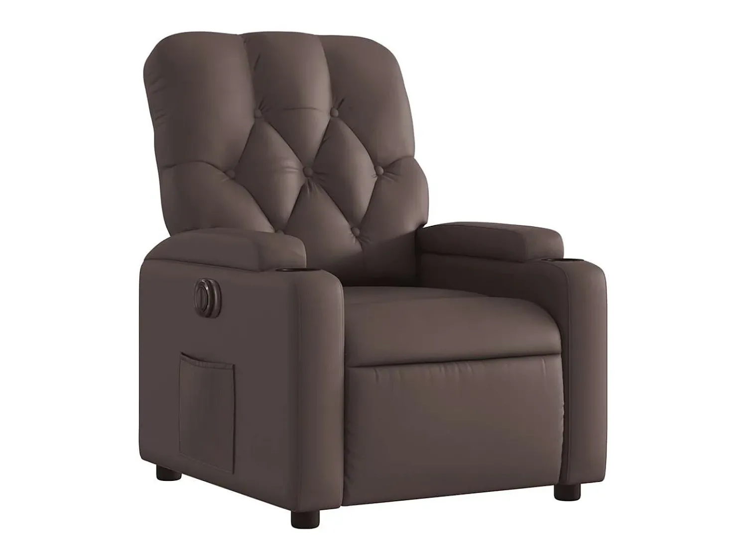 New Poltrona Confortável | Poltrona reclinável elétrica couro artificial SHL23853 Castanho