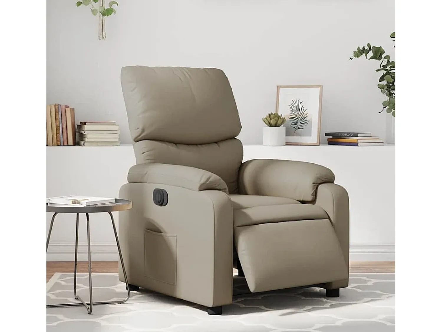Poltrona* Poltrona Confortável | Poltrona reclinável elétrica couro artificial cor cappuccino SHL43641 Castanho
