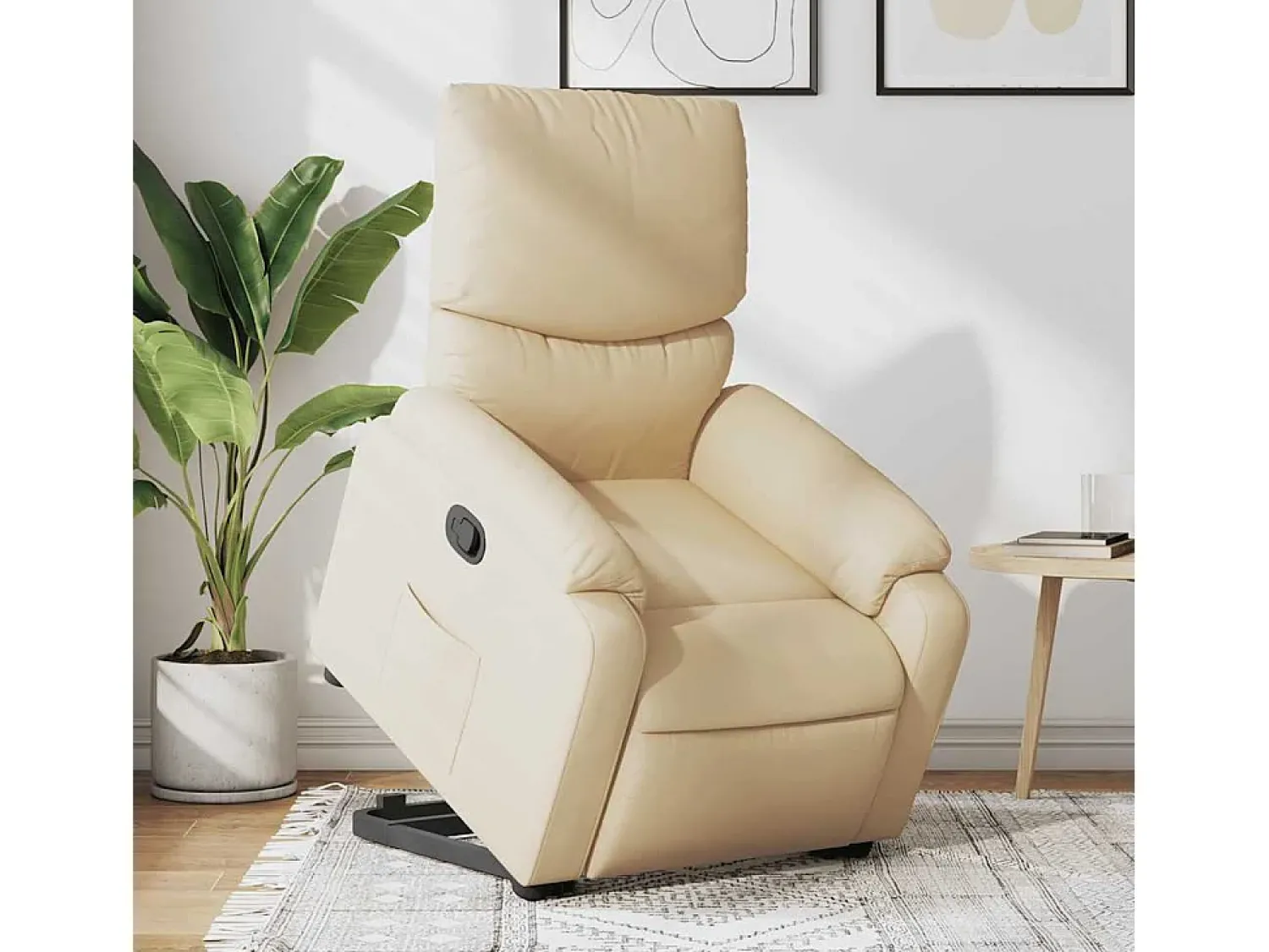 Hot Poltrona Confortável | Poltrona reclinável elevatória tecido cor SHL92395 Creme