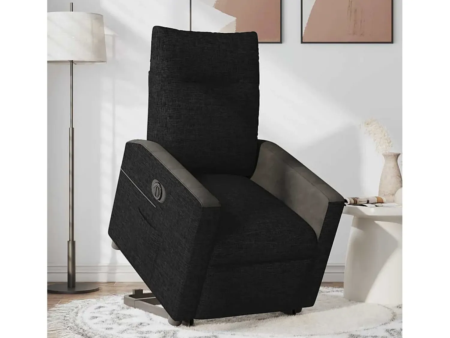 Poltrona* Poltrona Confortável | Poltrona reclinável elevatória elétrica tecido SHL179516 Preto