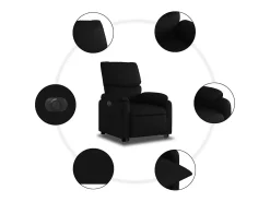 New Poltrona Confortável | Poltrona reclinável elevatória elétrica couro artificial SHL40460 Preto