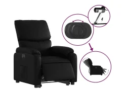 New Poltrona Confortável | Poltrona reclinável elevatória elétrica couro artificial SHL40460 Preto