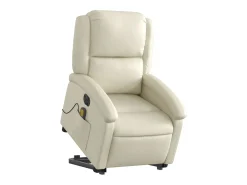 Poltrona| Poltrona Confortável | Poltrona reclinável elevatória elétrica couro artificial SHL521233 Creme