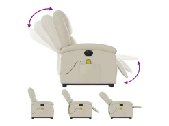 Poltrona| Poltrona Confortável | Poltrona reclinável elevatória elétrica couro artificial SHL521233 Creme