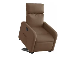 New Poltrona Confortável | Poltrona reclinável elevatória elétrica tecido SHL47403 Castanho