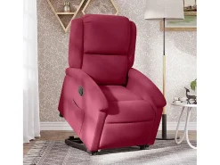 Poltrona| Poltrona Confortável | Poltrona reclinável elevatória elétrica veludo -tinto SHL80127 Vermelho