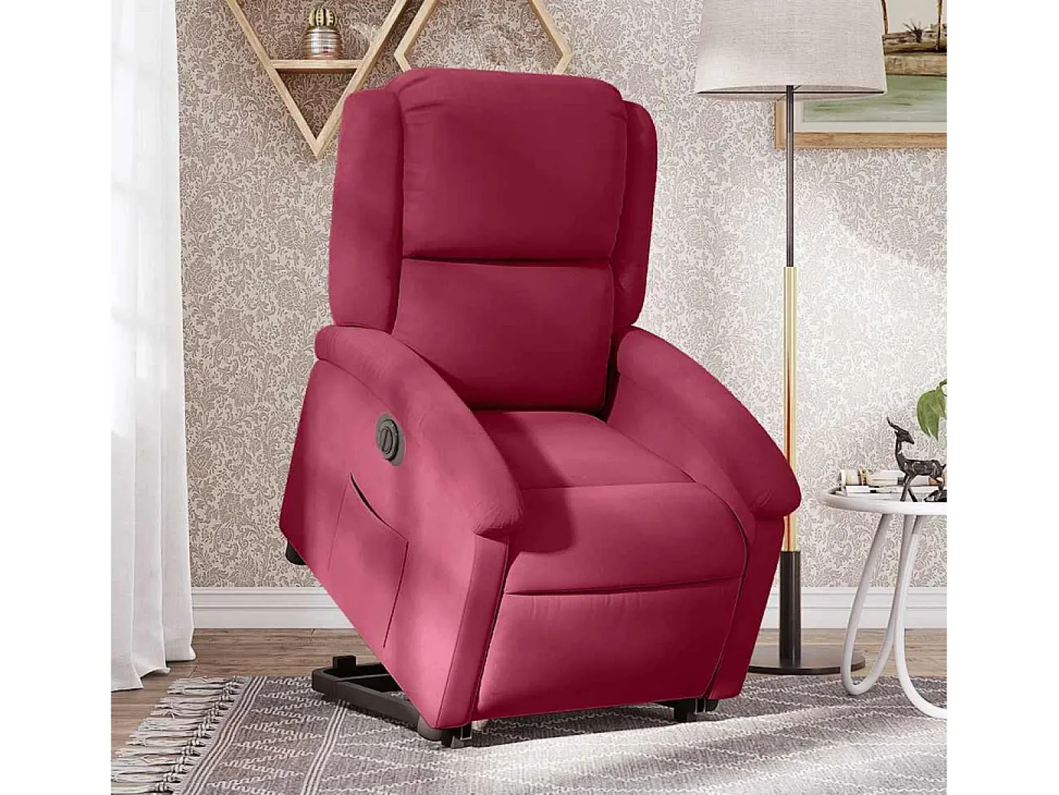 Poltrona| Poltrona Confortável | Poltrona reclinável elevatória elétrica veludo -tinto SHL80127 Vermelho