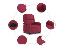 Poltrona| Poltrona Confortável | Poltrona reclinável elevatória elétrica veludo -tinto SHL80127 Vermelho