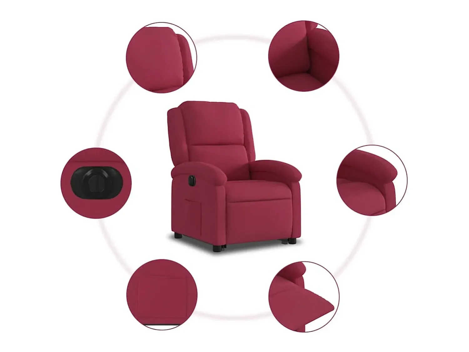 Poltrona| Poltrona Confortável | Poltrona reclinável elevatória elétrica veludo -tinto SHL80127 Vermelho