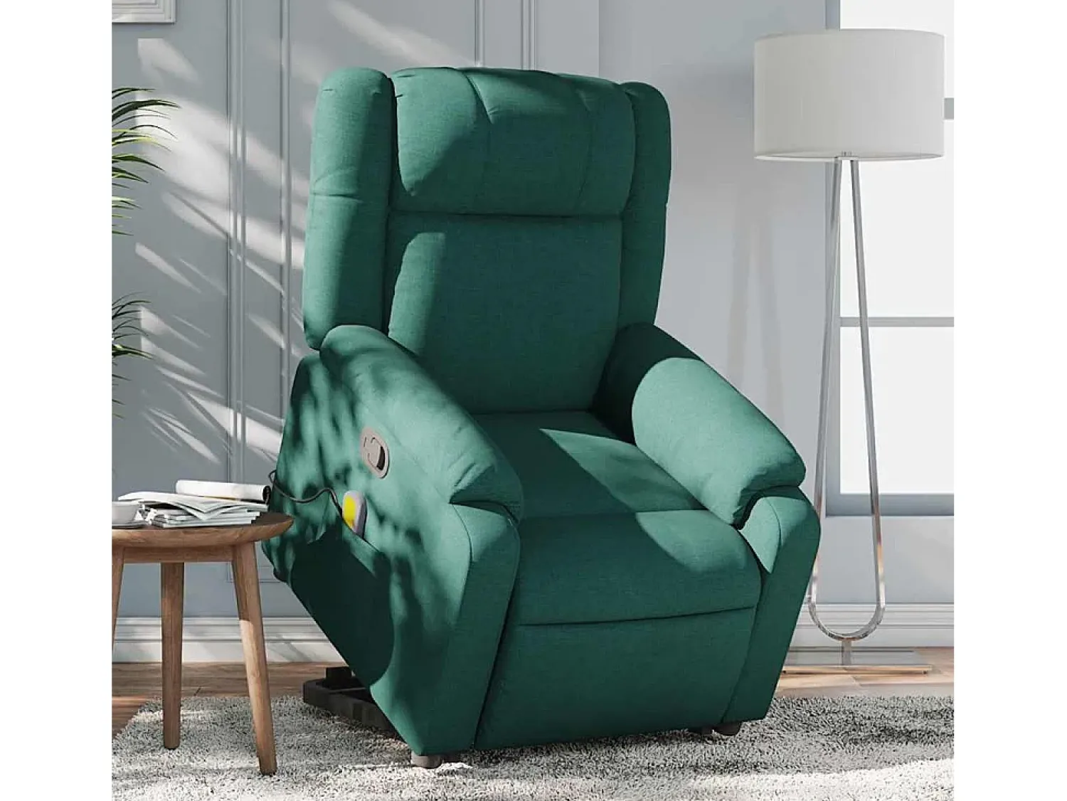 Poltrona| Poltrona Confortável | Poltrona reclinável elevatória de massagens tecido verde-escuro SHL536170 Verde pinho