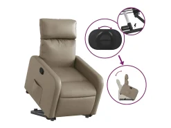 Poltrona| Poltrona Confortável | Poltrona reclinável elevatória couro artificial cor cappuccino SHL463492 Castanho