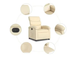Hot Poltrona Confortável | Poltrona reclinável elétrica tecido cor SHL221157 Creme