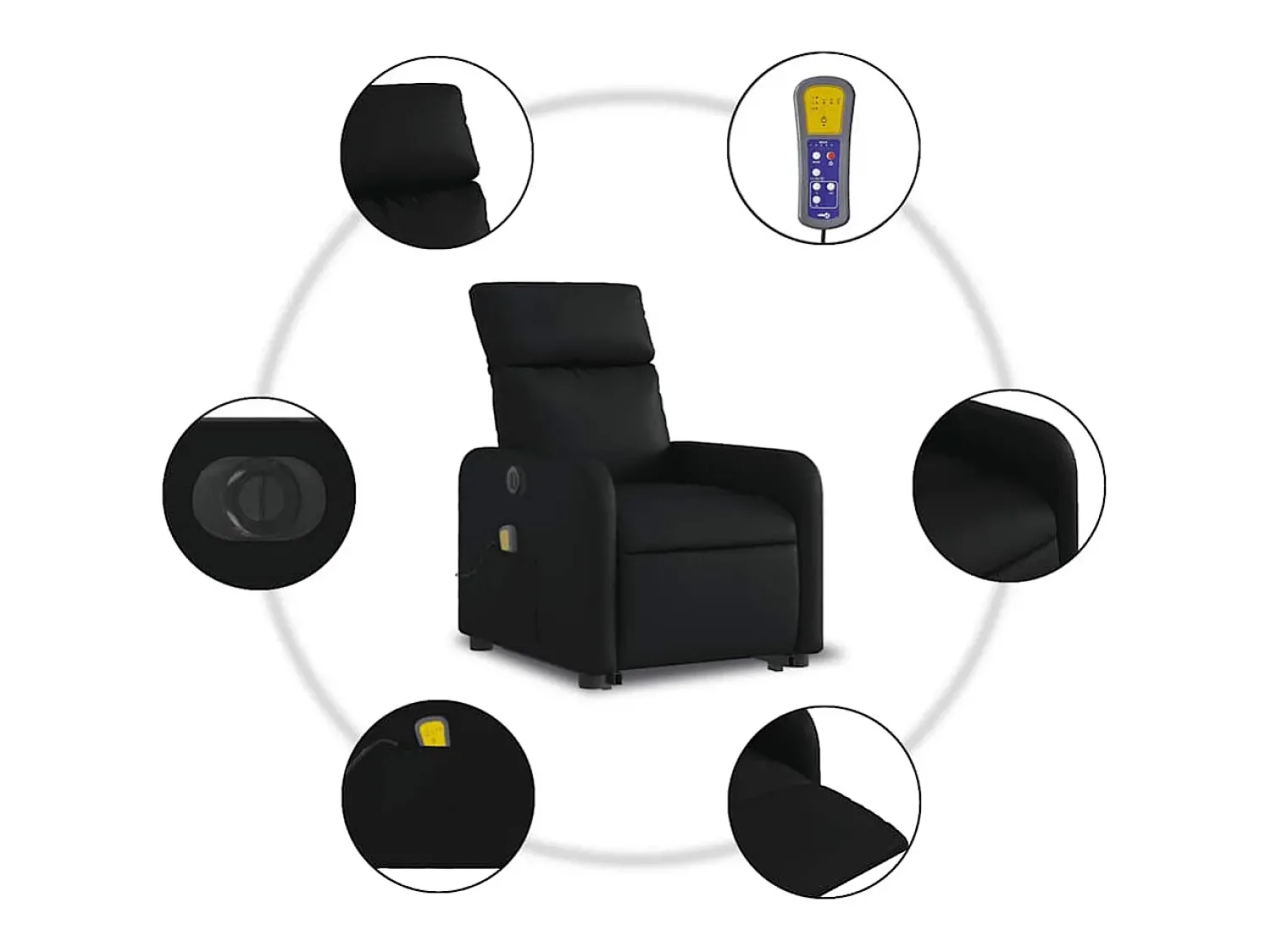 Poltrona| Poltrona Confortável | Poltrona reclinável elevatória elétrica couro artificial SHL980241 Preto