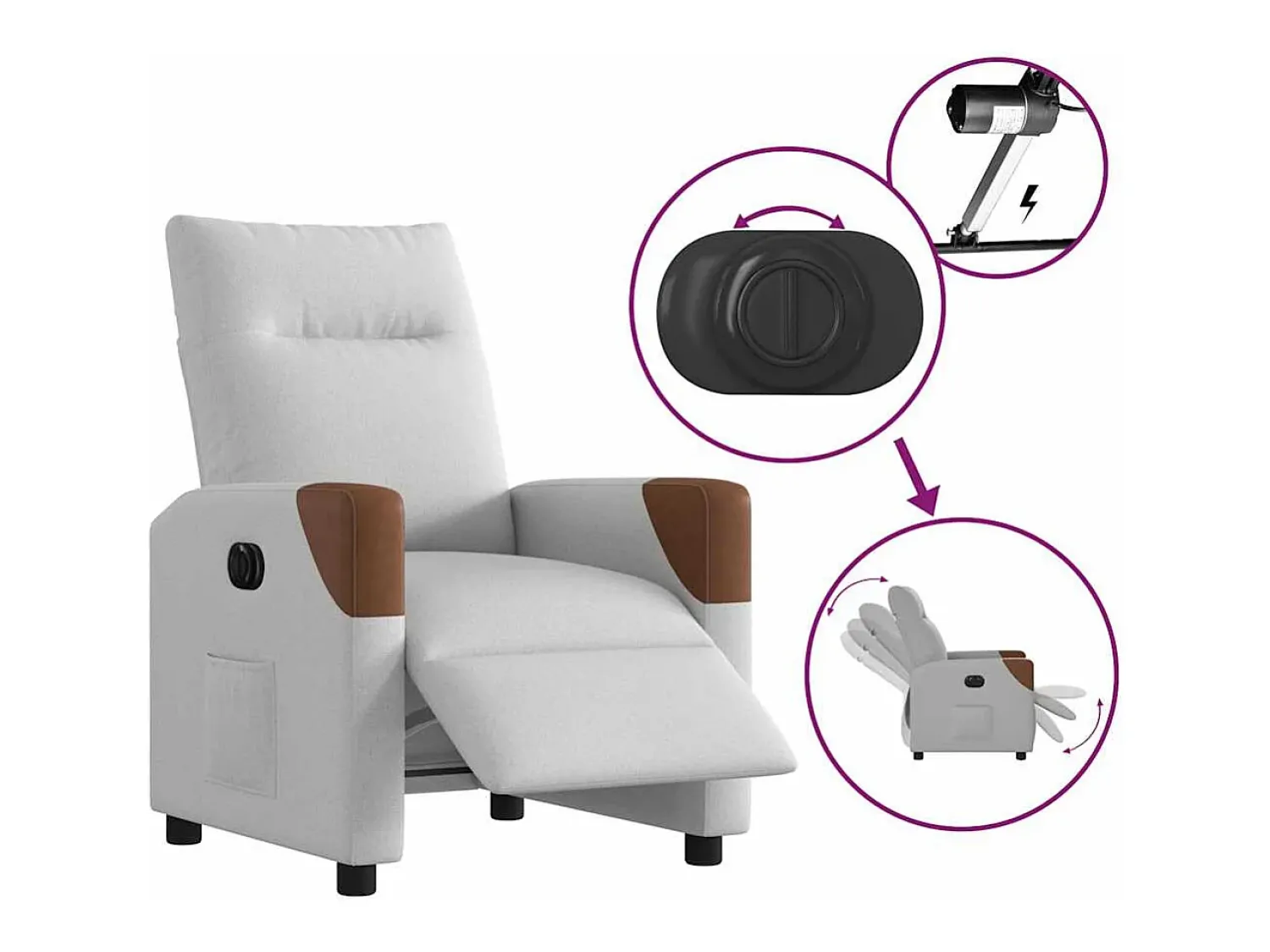 Poltrona Confortável | Poltrona reclinável elétrica tecido -nublado SHL918085^ Poltrona