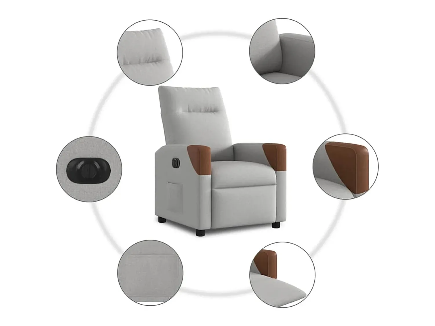 Poltrona Confortável | Poltrona reclinável elétrica tecido -nublado SHL918085^ Poltrona