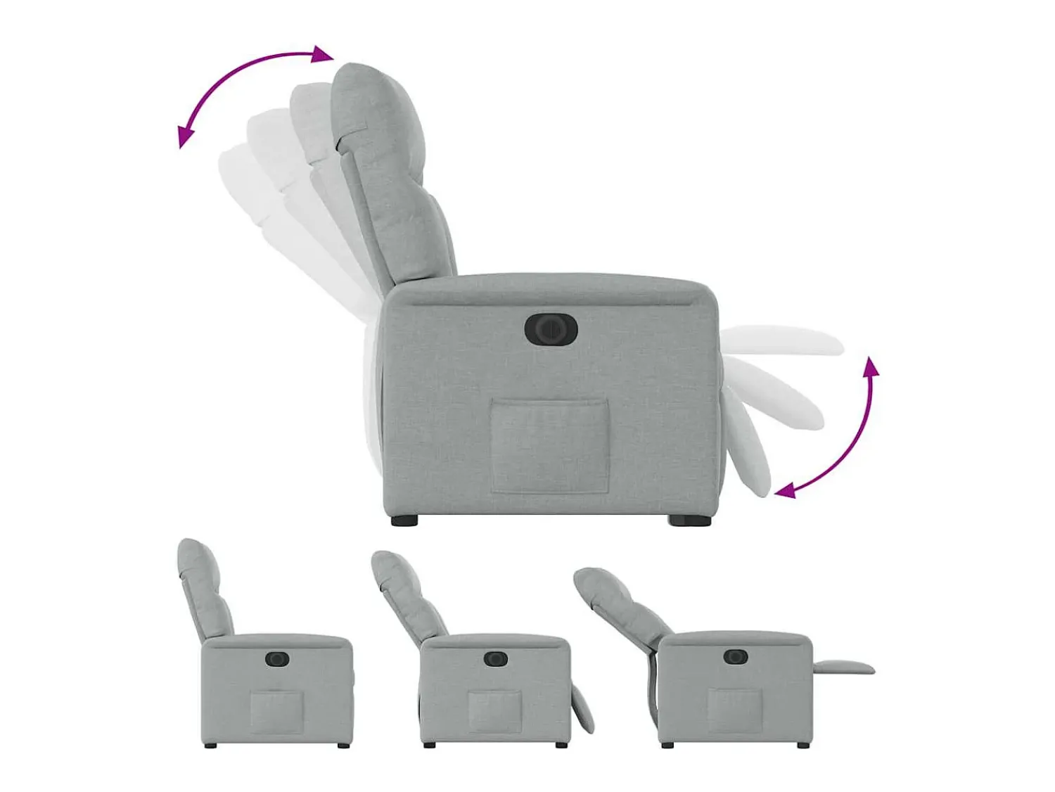 New Poltrona Confortável | Poltrona reclinável elétrica tecido -claro SHL526691 Cinzento