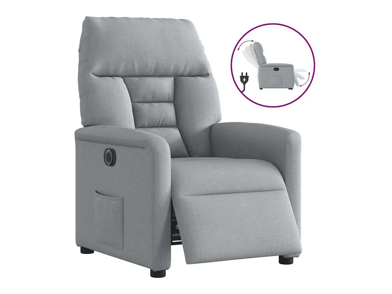 New Poltrona Confortável | Poltrona reclinável elétrica tecido -claro SHL526691 Cinzento