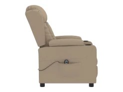 Hot Poltrona Confortável | Poltrona reclinável elétrica couro artificial cor cappuccino SHL87080 Castanho