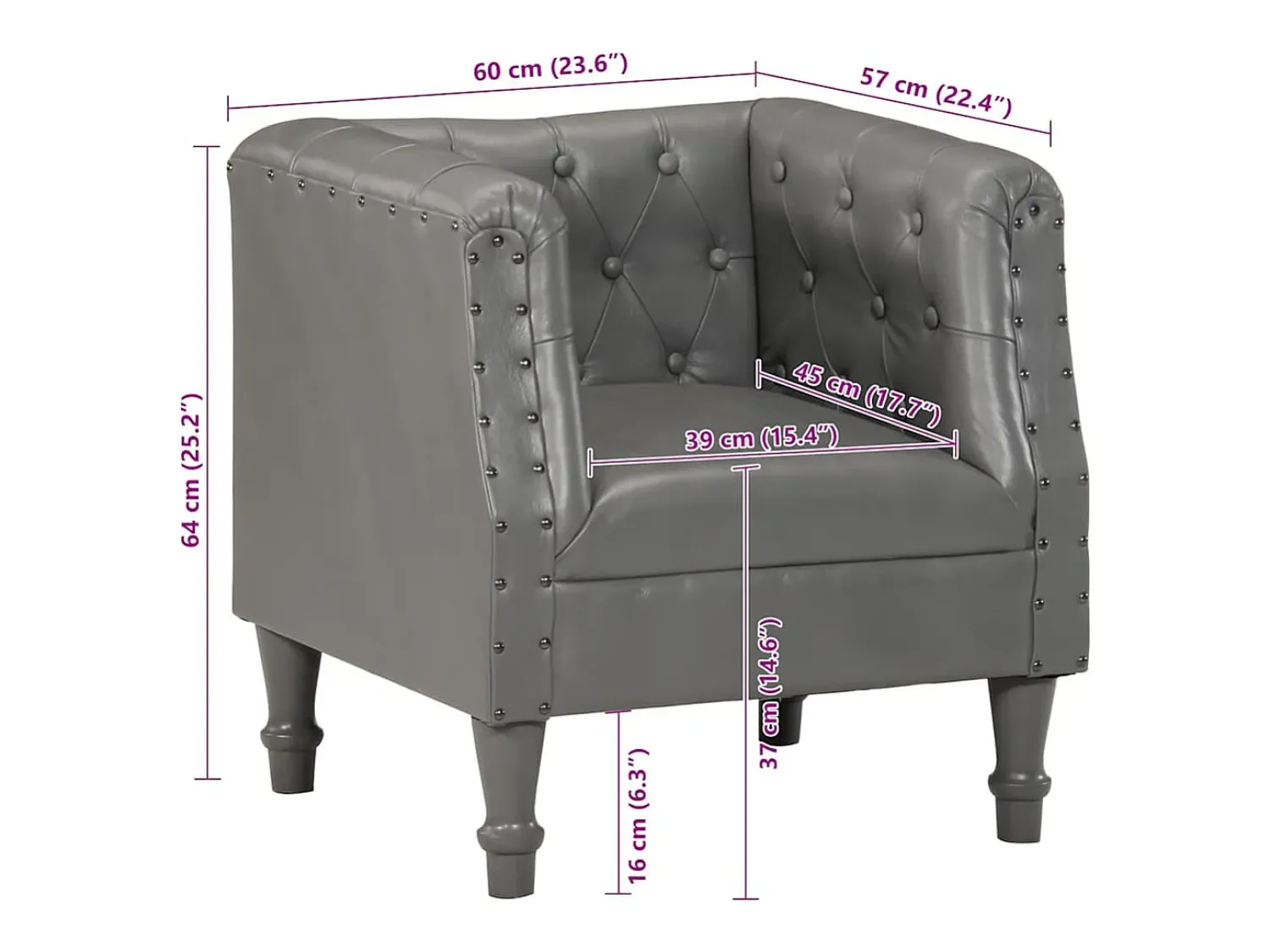Poltrona* Poltrona Confortável em couro genuíno SHL135174 Cinzento