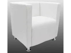 Poltrona| Poltrona Confortável em forma de cubo couro artificial SHL903660 Branco