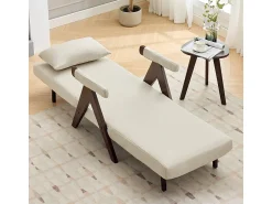 Poltrona|DripeX Poltrona conversível em linho - com almofada - encosto ajustável em 6 níveis - superfície de dormir 184x56 cm Bege