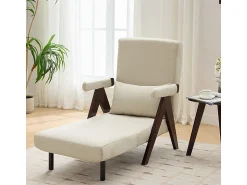 Poltrona|DripeX Poltrona conversível em linho - com almofada - encosto ajustável em 6 níveis - superfície de dormir 184x56 cm Bege
