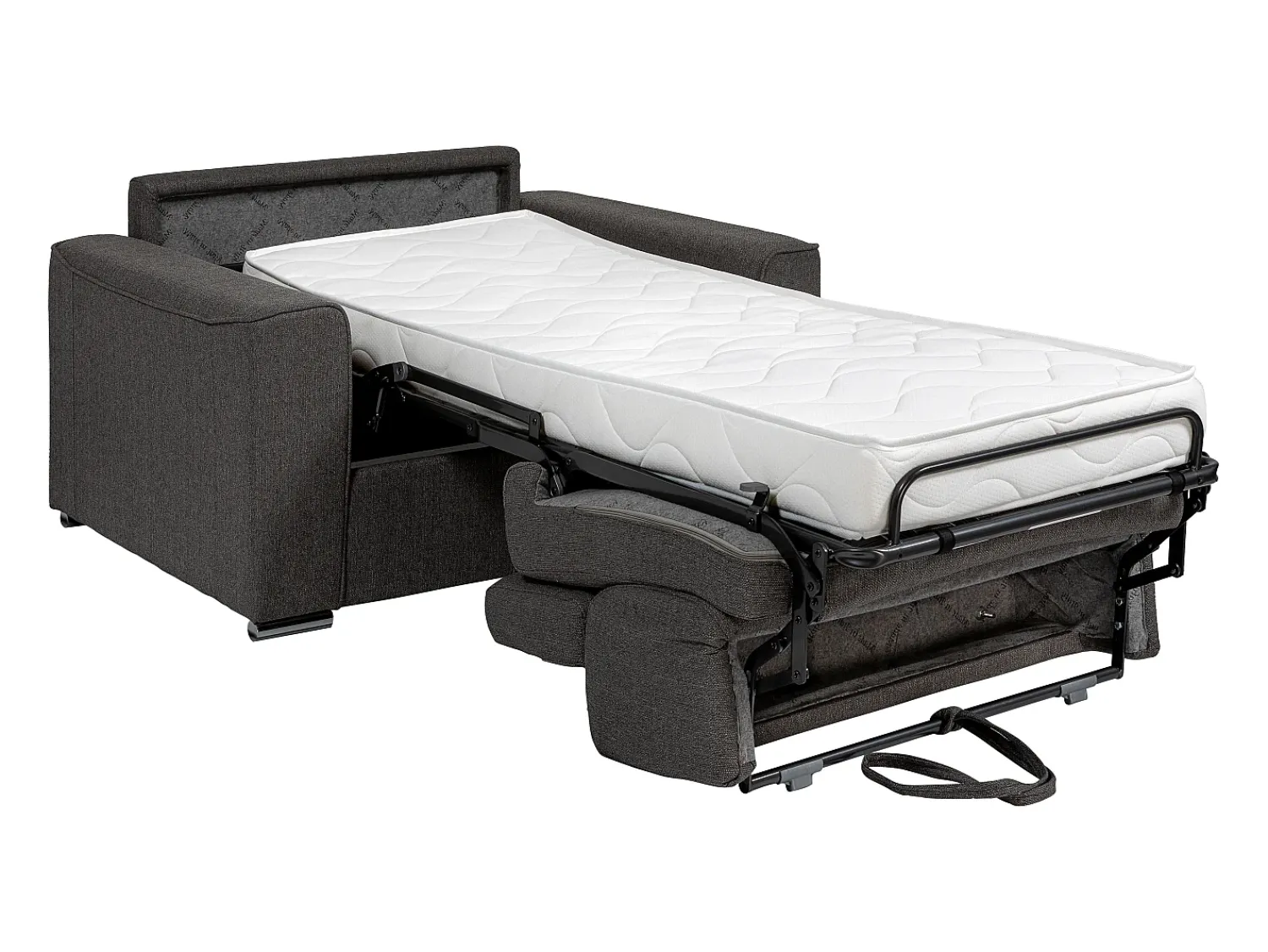 Vente-unique Poltrona convertível abertura rápida em tecido cinza, cama 70 cm e colchão 14 cm VIZIR^ Poltrona