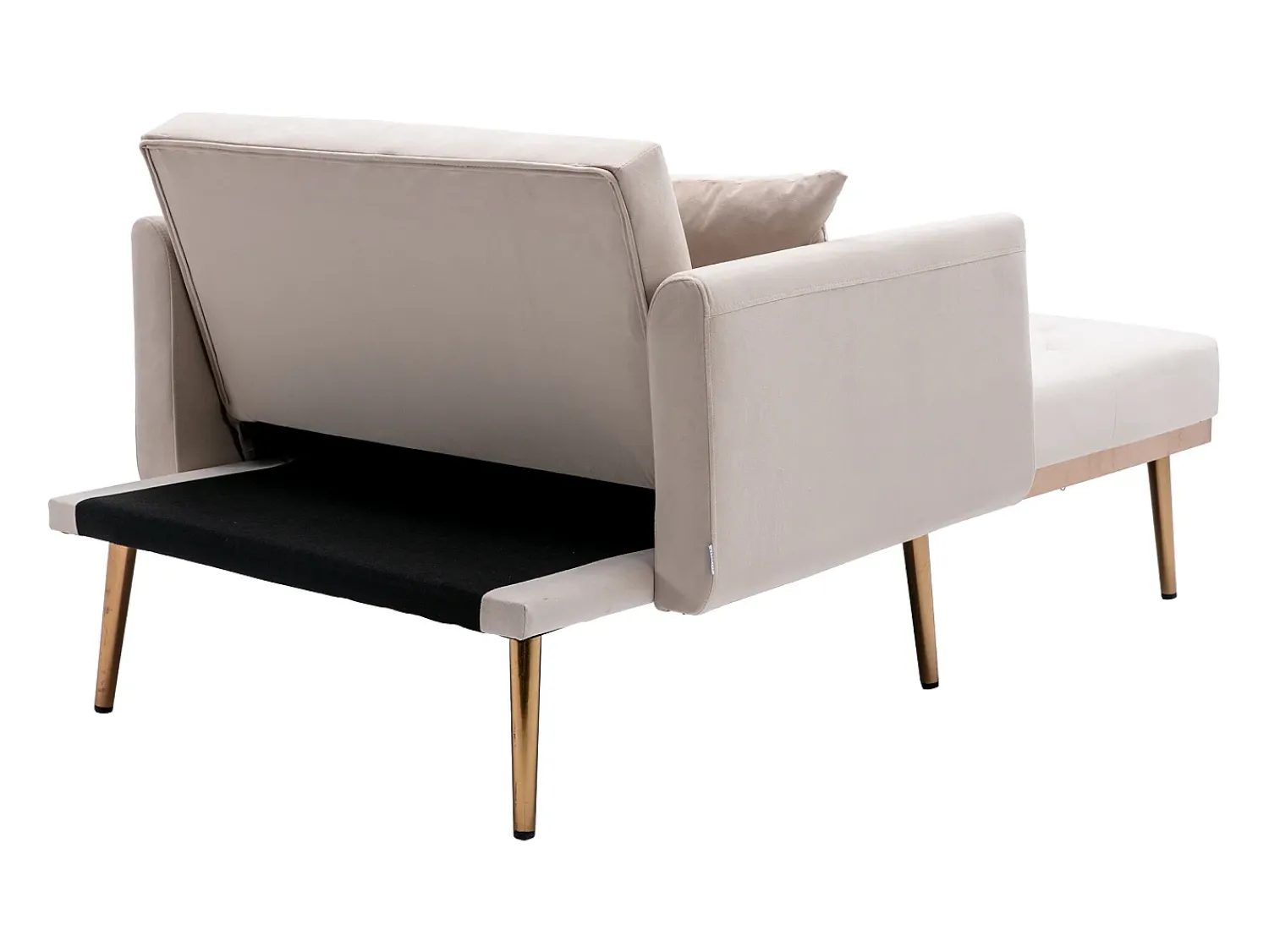 Poltrona*Hauss Spole Poltrona convertível em veludo com encosto regulável em 3 posições 165x90x77cm Bege