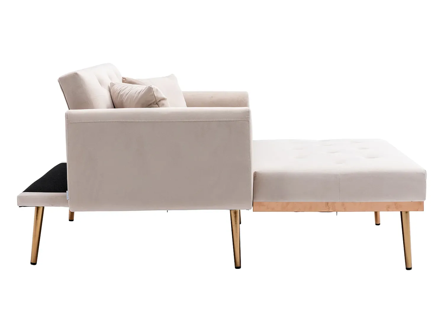 Poltrona*Hauss Spole Poltrona convertível em veludo com encosto regulável em 3 posições 165x90x77cm Bege