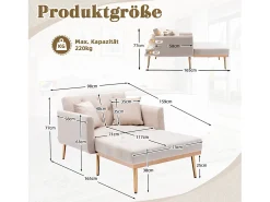 Poltrona*Hauss Spole Poltrona convertível em veludo com encosto regulável em 3 posições 165x90x77cm Bege