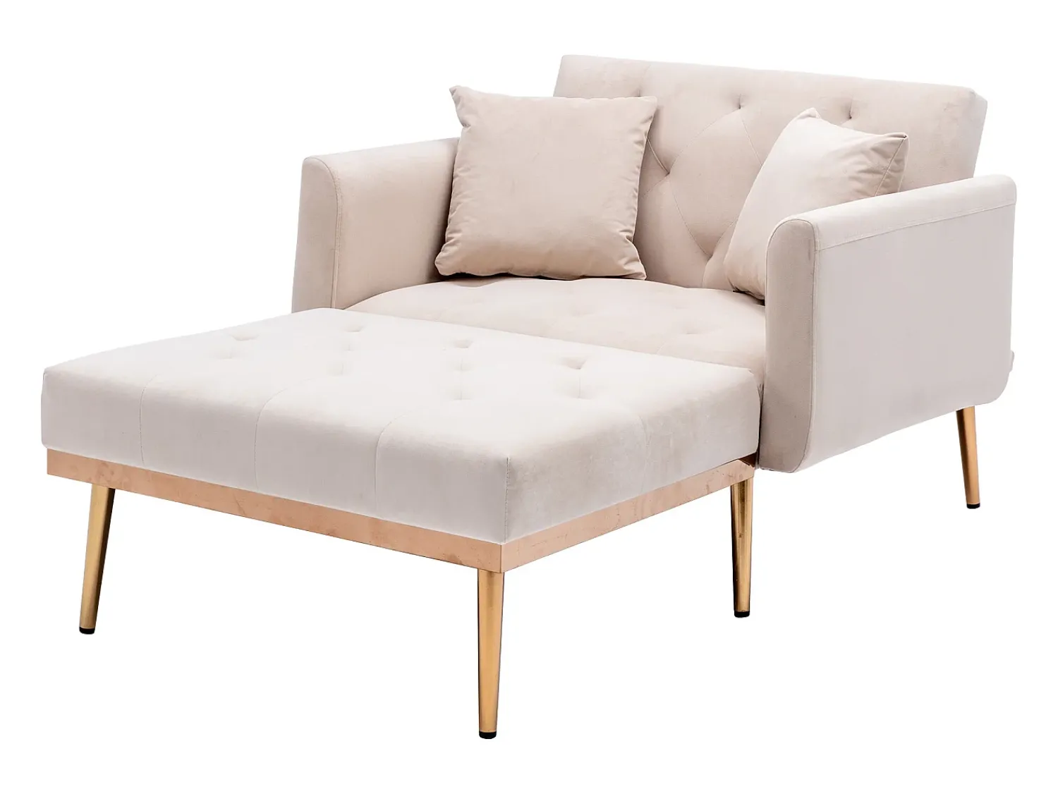 Poltrona*Hauss Spole Poltrona convertível em veludo com encosto regulável em 3 posições 165x90x77cm Bege