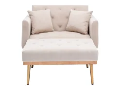 Poltrona*Hauss Spole Poltrona convertível em veludo com encosto regulável em 3 posições 165x90x77cm Bege