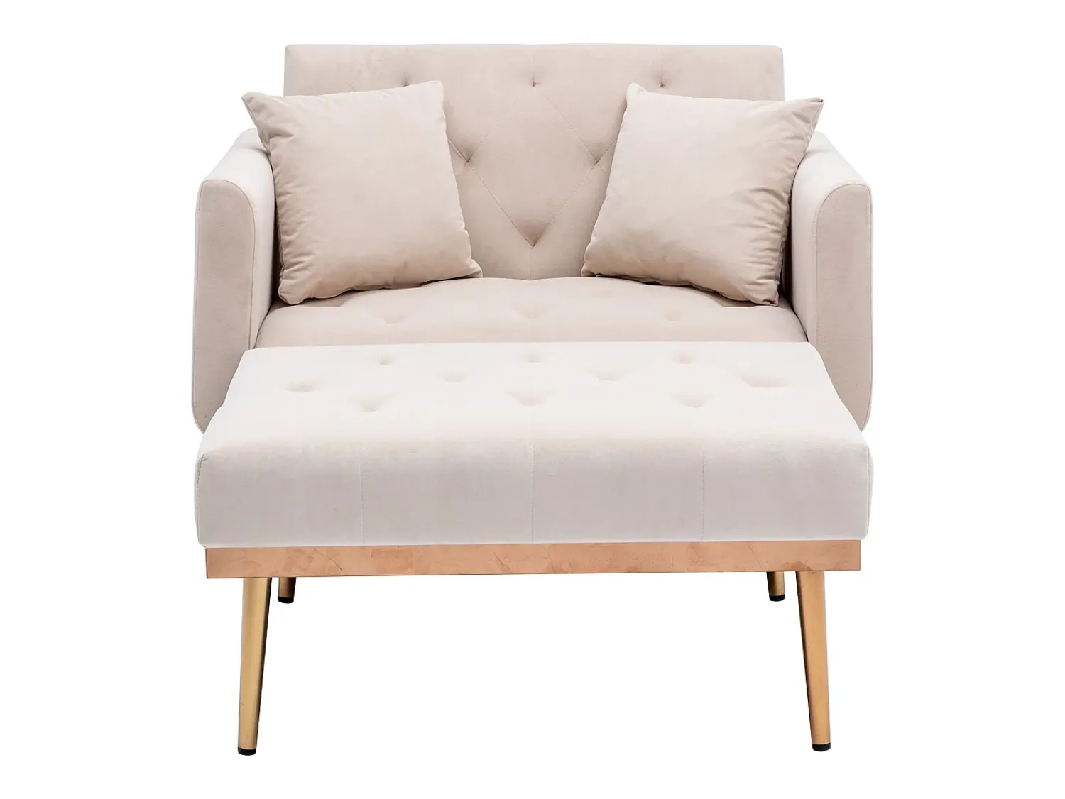 Poltrona*Hauss Spole Poltrona convertível em veludo com encosto regulável em 3 posições 165x90x77cm Bege
