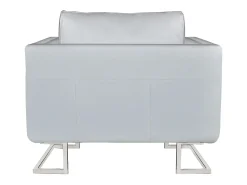 Poltrona* Poltrona cubo com pés cromados couro artificial PT393021 Branco