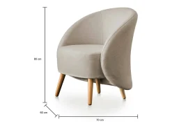 Poltrona|Talamo Italia Poltrona Dabdal, Poltrona lounge design, 100% Made in Italy, Poltrona relaxante em tecido acolchoado, 70x60h80 cm, Taupe Cinzento