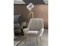 Outlet Talamo Italia Poltrona Dabdall, poltrona lounge design, 100% Made in Italy, poltrona relaxante em tecido acolchoado, 80x70h95 cm, Cinza Cinzento